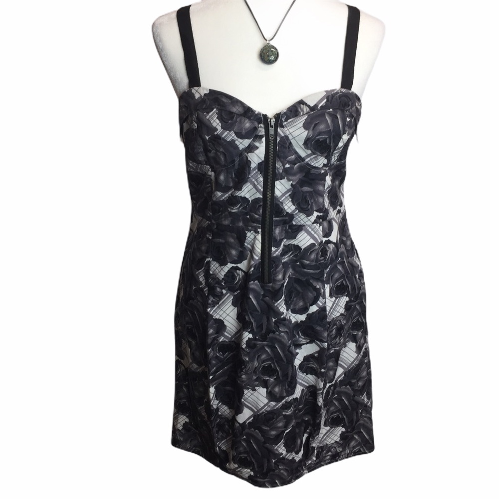 Urban Outfitters zip Front Black Rose Dress EUC LG
